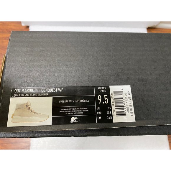 NIB Sorel Out N About III Conquest Waterproof boot Chalk Sea Salt Womens 9.5 - Picture 7 of 7